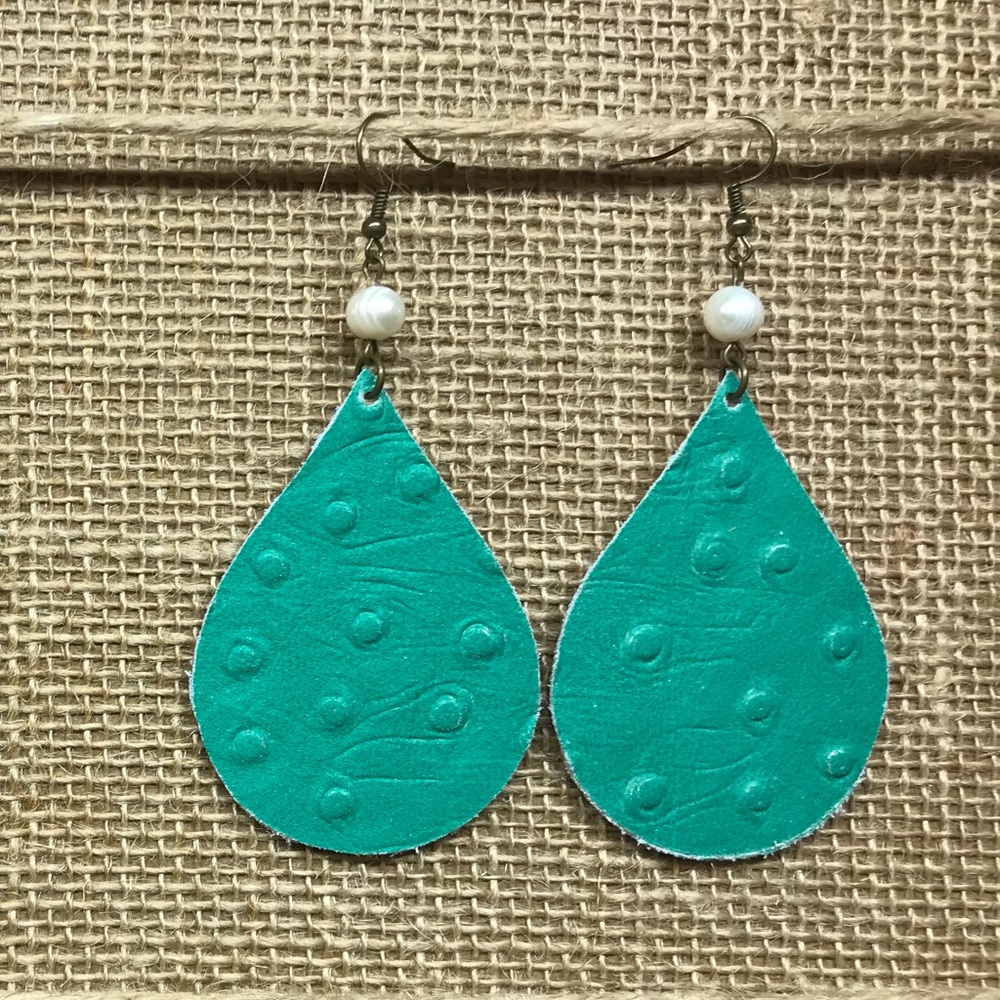 Large genuine leather earrings